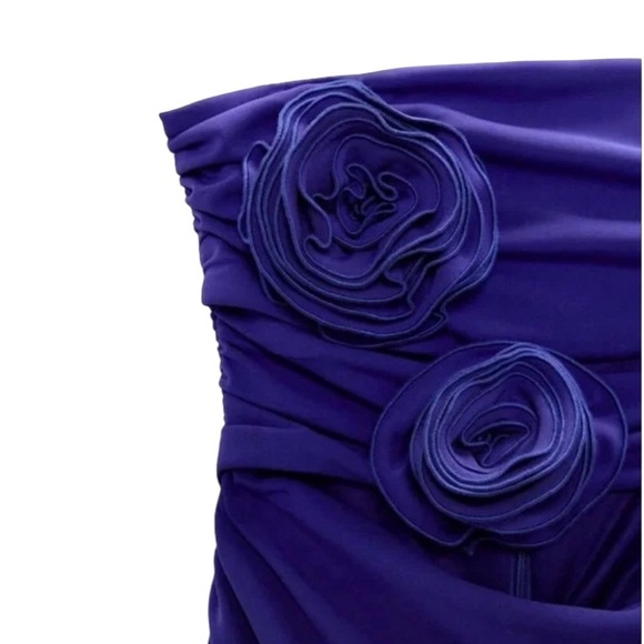 NWT ZARA Strapless Mini Cut Out Dress 3D Flower Applique Knit Size M - Picture 8 of 10